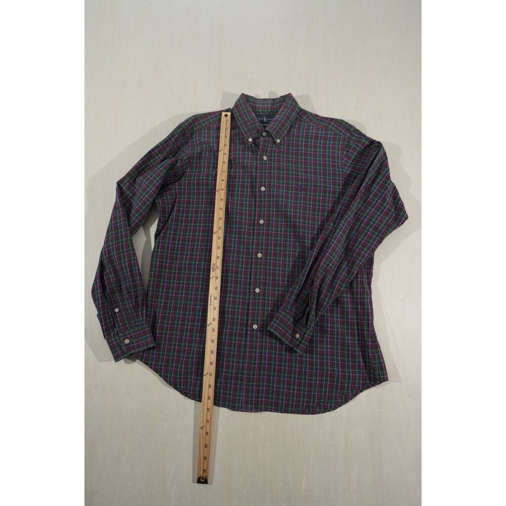 Ralph Lauren Mens Classic Fit Shirt M Medium LS Blue Red Green Plaid Collar